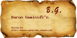 Baron Geminián névjegykártya